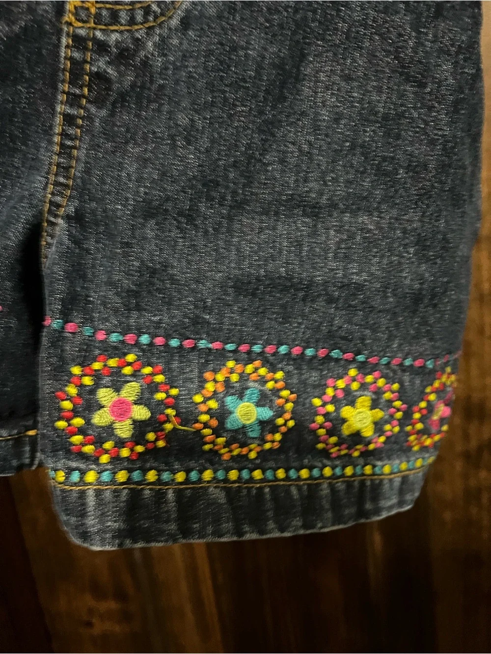 Jordache Dark Blue Denim Embroidered Short Overalls